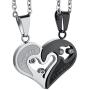 Jstyle Stainless Steel Mens Womens Couple Necklace Pendant Love Heart CZ Puzzle Matching