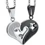 Jstyle Stainless Steel Mens Womens Couple Necklace Pendant Love Heart CZ Puzzle Matching Jstyle Stainless Steel Mens Womens Couple Necklace Pendant Love Heart CZ Puzzle Matching