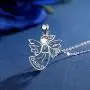 CELESTIA 925 Sterling Silver Memory Elephants Giraffe Angel Necklace, Animals Jewelry for Women Gifts for Her