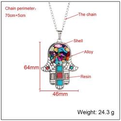 Eiffy Bohemian Hamsa Fatima Hand Necklace Pendants Colorful Rainbow Stone Beads Palm Long Sweater Chain Boho Jewelry for Women