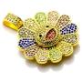 Nsitbbuery Hip Hop 18K Gold Plated Turn Sunflower Tag Pendant Iced Out Crystal Necklace