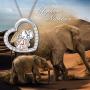 PROESS Mom and Baby Elephant Necklace Lucky Daughter Pendant Necklace for Girls Sterling Silver I Love You Heart Jewelry for Women Granddaughter