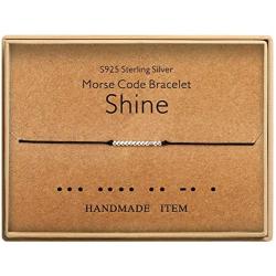 Shine Bracelet Morse Code Jewelry Gift for Mother Sterling Silver Beads on Silk Cord inspirational Gift for Her