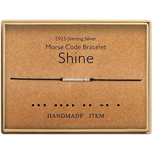 Shine Bracelet Morse Code Jewelry Gift for Mother Sterling Silver Beads on Silk Cord inspirational Gift for Her