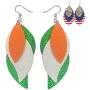 St Patricks Day Earrings for Women - Green & Orange Faux Leather Danglers - Green Irish Earrings - Green Day Jewelry - St Pattys Day Jewelry [SET OF 2]