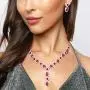 SP Sophia Collection Fancy Fashion Statement Womens Double Halo Y Oval Drop Necklace and Stud Post Dangle Earrings Set SP Sophia Collection Fancy Fashion Statement Womens Double Halo Y Oval Drop Necklace and Stud Post Dangle Earrings Set