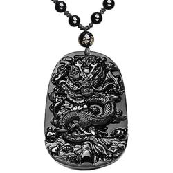 ASGIFT Unique Gifts for Men Women, Black Obsidian Charms Necklace, Healing Crystal Stone Pendant