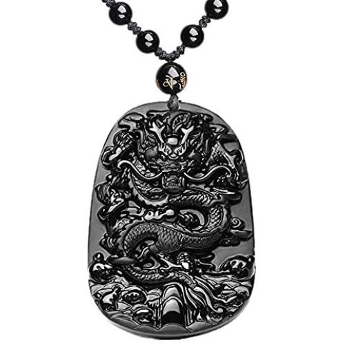 ASGIFT Unique Gifts for Men Women, Black Obsidian Charms Necklace, Healing Crystal Stone Pendant