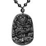 ASGIFT Unique Gifts for Men Women, Black Obsidian Charms Necklace, Healing Crystal Stone Pendant