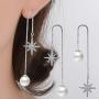 Orris 18K White Gold Plated Long Tassel Chain Dangle Drop Threader Earrings for Women Girls