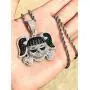 Shop-iGold Custom Skull Men Women 925 Italy White Gold Finish Iced Silver Charm Ice Out Pendant Stainless Steel Real 3 mm Rope Chain, Mans Jewelry, Iced Pendant, Rope Necklace 16''- 24''