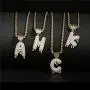 cmoonry Gold Plated Hip Hop Initial Letter Pendant Necklace for Men Women Bling Bling CZ Crown King Necklace with 24“ Twist Chain cmoonry Gold Plated Hip Hop Initial Letter Pendant Necklace for Men Women Bling Bling CZ Crown King Necklace with 24“ Twist Chain
