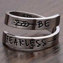 Stainless Steel Inspirational Mantra Statement Graduation Cocktail Party Ring (Be Fearless)