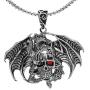 Dragon Necklace for Men, Gothic Flying Dragon Wings Skull Necklace, Red Eye Skull Pendant Necklace with 23.6” Chain, Crystal Skull Head Necklace, Punk Hip Hop Necklace Jewelry Gift for Men Boys