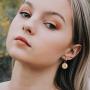 Dangle Initial Earrings for Women, 14K Gold Plated S925 Sterling Silver Post Tiny Dainty Huggie Earrings Letter CZ Huggie Hoop Earrings for Women Teen Girls