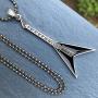 Heavy Metal Jewelry V-Shaped Electric Guitar Biker Gothic Punk Rock Music Protection Amulet Pewter Boys Mens Pendant Necklace Charm for men w Silver Ball Chain
