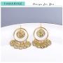 FAMARINE Vintage Tribal Chandelier Portrait Coins Hoop Drop Earrings for Women Costume Jewelry