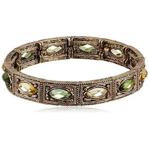 1928 Jewelry Brass Peridot Jonquil Stretch Bracelet 1928 Jewelry Brass Peridot Jonquil Stretch Bracelet
