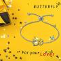 Hipunk 925 Sterling Silver Birthstone Butterfly Jewelry Women Crystal Animal Cute Butterflies Birthday Necklace/Earring/Ring/Bracelet Sets Birth Stone Statement Anniversary Jewellery