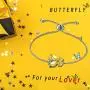 Hipunk 925 Sterling Silver Birthstone Butterfly Jewelry Women Crystal Animal Cute Butterflies Birthday Necklace/Earring/Ring/Bracelet Sets Birth Stone Statement Anniversary Jewellery