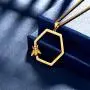 beautlace Honeycomb Hexagon Necklaces 18K Gold/Silver/Black Gun Plated with Honey Bee Pendant Charm Jewelry Gifts for Men and Women KP0128