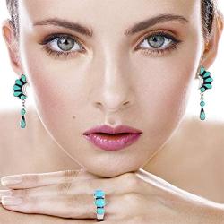 Turquoise Earrings 925 Sterling Silver & Genuine Turquoise (Select Color)