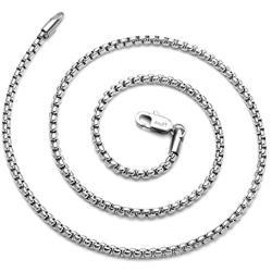 AmyRT Jewelry 3mm Titanium Steel Rolo Silver Chain Necklaces for Women Men 16 to 30 Inch