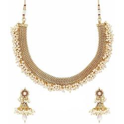 YouBella Jewellery Gold Plated Traditional Pearl Indian Temple Necklace Set with Earrings for Women