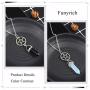 Funyrich Boho Crystal Necklace Silver Wiccan Pentagram Necklaces Chain Hexagonal Gemstone Penant Necklace Jewelry for Women and Girls (Light Blue)