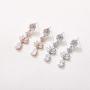 SWEETV Teardrop Wedding Earrings for Brides Birdesmaid, Crystal Cubic Zirconia Bridal Drop Earrings for Women Prom