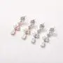 SWEETV Teardrop Wedding Earrings for Brides Birdesmaid, Crystal Cubic Zirconia Bridal Drop Earrings for Women Prom