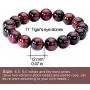 Jewever Original Natural Blue Tigereye Gemstone 12mm Smooth Round Beads Stretch Unisex