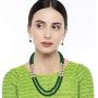 Aheli Crystal Pearl Long Necklace with Earring Indian Traditional Bollywood Jewelry Set for Women Girls