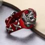 Gloalwin Jewellery Leather Bracelet for Men Genuine Leather Cuff Stainless Steel Adjustable Unisex Wristband (Red)