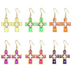 Cross Earrings for Women Girls, MTSCE 14K Gold Plated Dangle Earrings Mothers Day Gift Hypoallergenic Small Jewelry