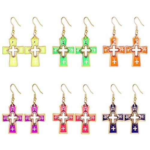 Cross Earrings for Women Girls, MTSCE 14K Gold Plated Dangle Earrings Mothers Day Gift Hypoallergenic Small Jewelry