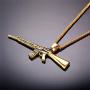 U7 Men Personalized Punk Necklace Jewelry Stainless Steel 18K Gold Plated Rock Army Style Cool Pendant with, Chain 22''