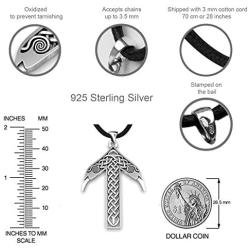 Viking Rune Tiwaz Teiwaz Tyr Necklace - 925 Sterling Silver - Pendant with Celtic Knot and Raven Heads - Norse Mythology Amulet Talisman- Nordic Scandinavian Runic Jewelry for Men Women - Handmade