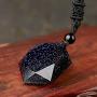Obsidian,Black Obsidian Necklace Men Hexagram Natural Stone Crystal Pendant for Women Protection Hexagram Necklace