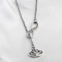 FUSTMW Yoga Lotus Flower Y Necklace Infinity Love Pendant Yoga Lovers Jewelry Yogi Gifts (Silver)