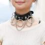 Xjoyous Circle Choker Necklace PU Leather Goth Choker Collar with Black Studded Punk Rock Rivet Collar Adjustable Size