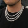 PY BLING 8mm Mens Iced Out Hip Hop Miami Cuban Link Chain Choker 14K/18K Gold White Gold Plated CZ Necklace/Bracelet 8.5''-24''