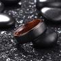 King Will Mens 8mm Black Titanium Wedding Ring Inlay With Real Wood Comfort Fit Brushed Center
