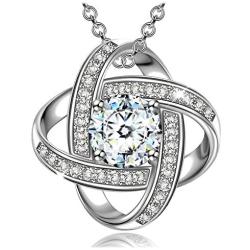 Sellot Gifts for Women Valentines Day ✦Satellite Series✦ 925 Sterling Silver Pendant Necklace Stud Earrings for Women with 5A Cubic Zirconia Jewelry Set for Wedding Birthday with Gift Box