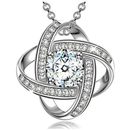 Sellot Gifts for Women Valentines Day ✦Satellite Series✦ 925 Sterling Silver Pendant Necklace Stud Earrings for Women with 5A Cubic Zirconia Jewelry Set for Wedding Birthday with Gift Box