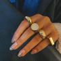 17 MILE 4 PCS Gold Chunky Dome Rings Set for Women 18K Real Gold Signet Polished Round Stacking Minimalist Ring Size 6-9