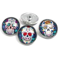 Pizazz Studios 20mm Sugar Skull Snap Charm - 4 Pack