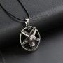 HAQUIL Baphomet Necklace - Stainless Steel, Inverted Pentagram Sabbatic Goat Pendant - PU Leather Cord, 19.7''