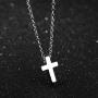 TEMICO Tiny Simple Cross Pendant for Children Boys Girls Stainless Steel Small Necklace with 16'' Chain