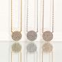 A+O Gift for Mom, Aunt, Grandma - CZ Pave Disc Necklace in Sterling Silver, Gold Vermeil, Rose Gold Vermeil